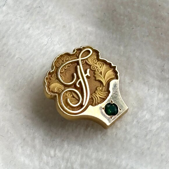 Vintage Letter F Initial Pin- Tie Tack 1/10K Gold - Picture 8 of 8